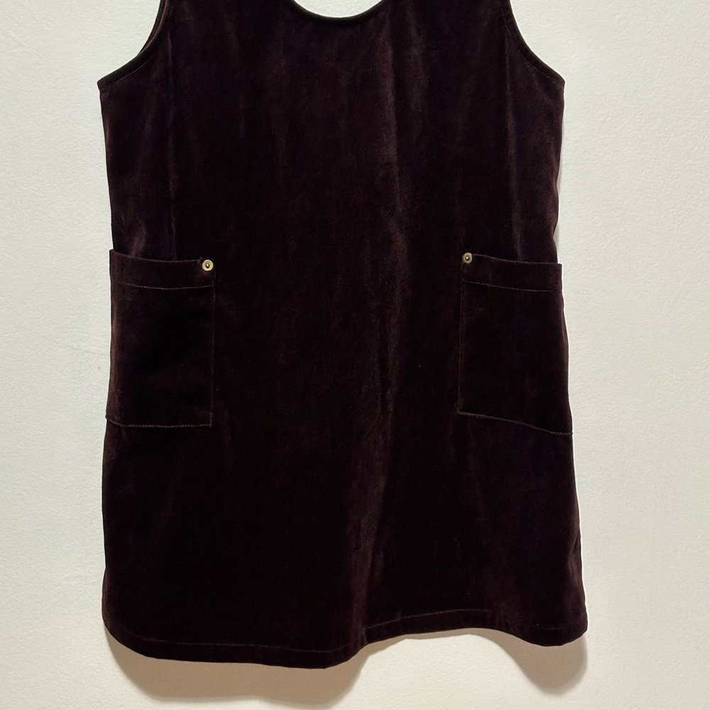Anthropologie SAGE the Label Mini Dress Jumper Size L Velvet Corduroy Maroon Y2K - Picture 4 of 8